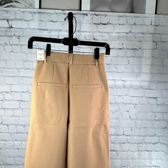 👖 Abercrombie & Fitch Camel High-Waisted Wide Leg Trousers | Size 23 Short NWT - Picture 5 of 6